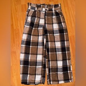 SHEIN Plaid Pants - Brown, Black, White